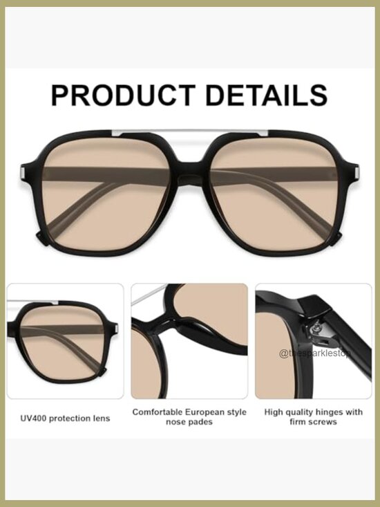 Retro Aviator Sunglasses Square Plastic Frame UV Protection main image 4